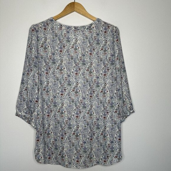 Rose & Olive Blouse Size 1X Floral Print Pintuck Cottagecore Boho V Neck - Picture 5 of 11